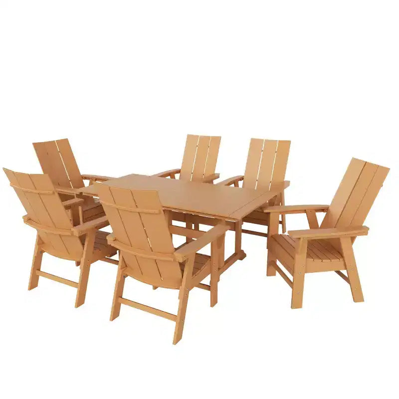 Set da pranzo da esterni WestinTrends da 7 pezzi con tavolo e moderne sedie a sdraio Adirondack