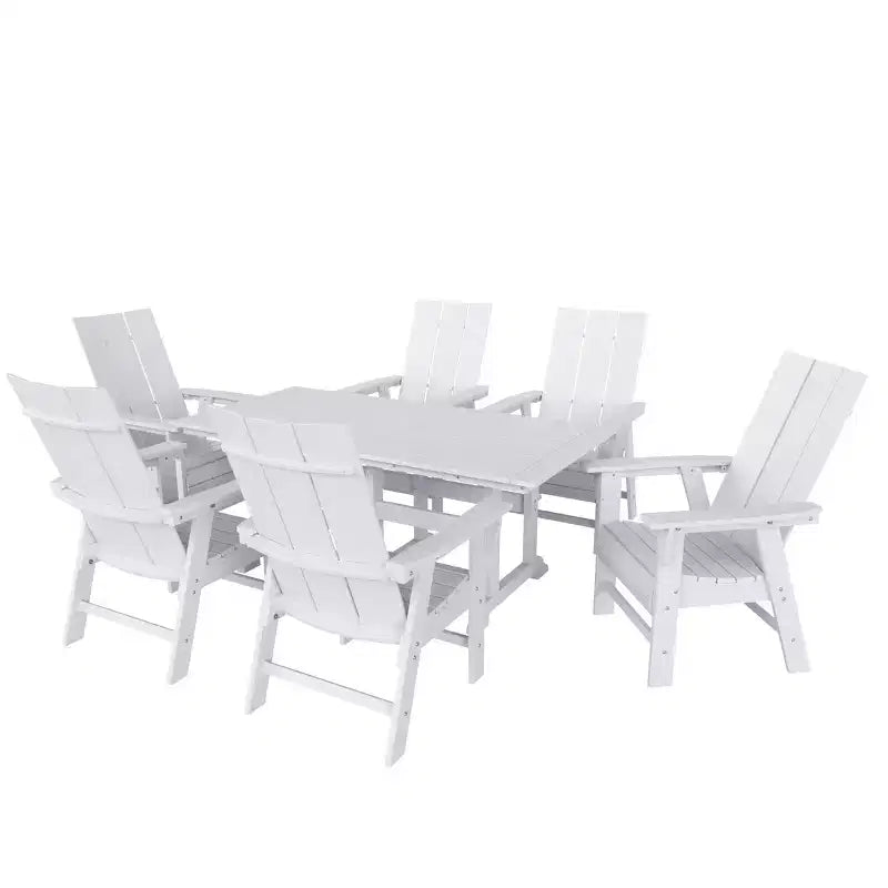 Set da pranzo da esterni WestinTrends da 7 pezzi con tavolo e moderne sedie a sdraio Adirondack