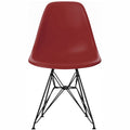 Sedia da pranzo di design moderna in plastica con accento opaco e base a gambe cromate in filo metallico nero scuro