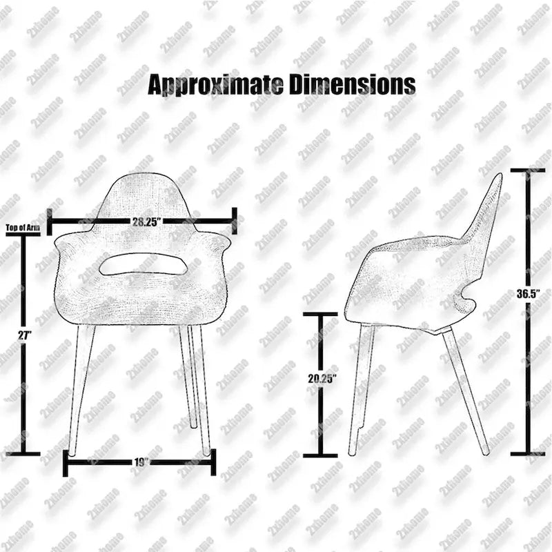 Poltroncina da pranzo imbottita moderna di metà secolo, organica, con gambe in legno di noce