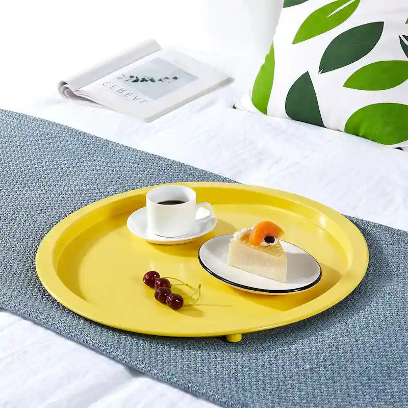 VECELO Tavolino/Tavolino d'appoggio, Pieghevole Rotondo in Metallo Antiruggine e Impermeabile per Esterni per Soggiorno Camera da Letto, Comodini