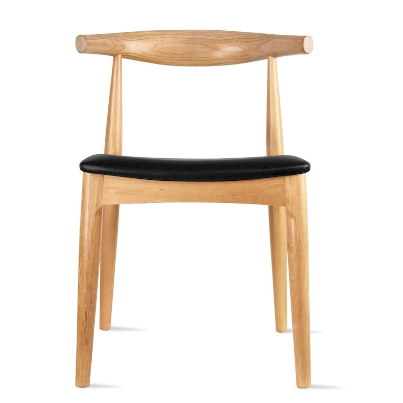 Sedia da pranzo con braccioli in legno massello e pelle PU, cuscino imbottito per cucina, camera da letto, hotel, ristorante, lavoro