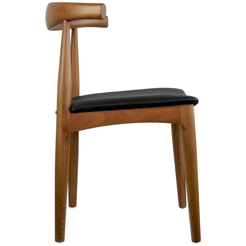 Sedia da pranzo con braccioli in legno massello e pelle PU, cuscino imbottito per cucina, camera da letto, hotel, ristorante, lavoro