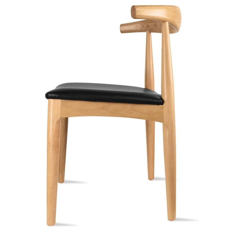 Sedia da pranzo con braccioli in legno massello e pelle PU, cuscino imbottito per cucina, camera da letto, hotel, ristorante, lavoro