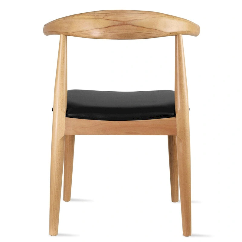 Sedia da pranzo con braccioli in legno massello e pelle PU, cuscino imbottito per cucina, camera da letto, hotel, ristorante, lavoro