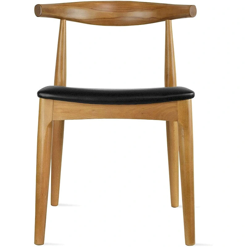 Sedia da pranzo con braccioli in legno massello e pelle PU, cuscino imbottito per cucina, camera da letto, hotel, ristorante, lavoro