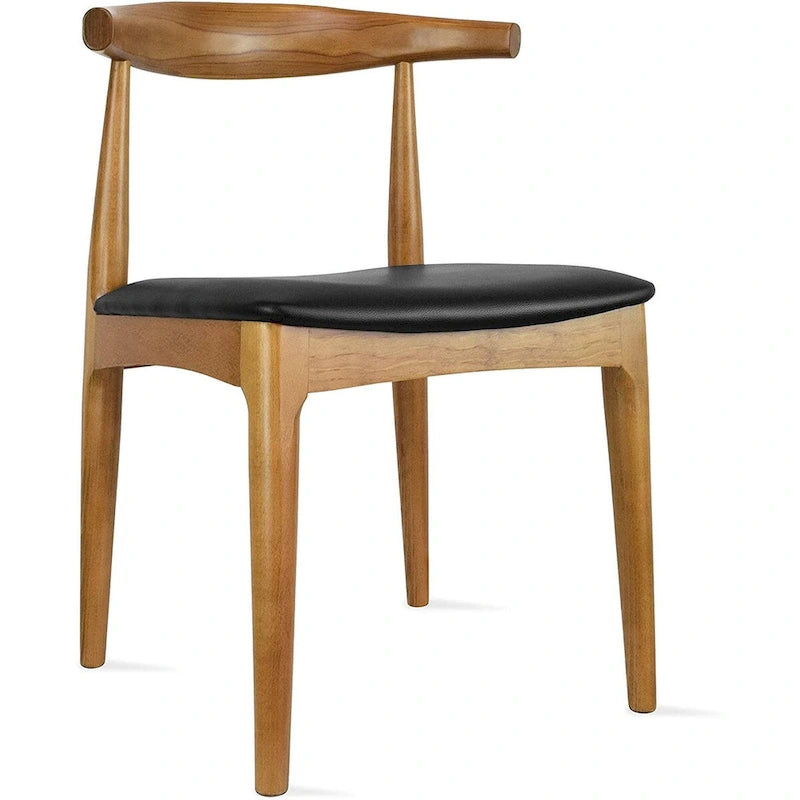 Sedia da pranzo con braccioli in legno massello e pelle PU, cuscino imbottito per cucina, camera da letto, hotel, ristorante, lavoro