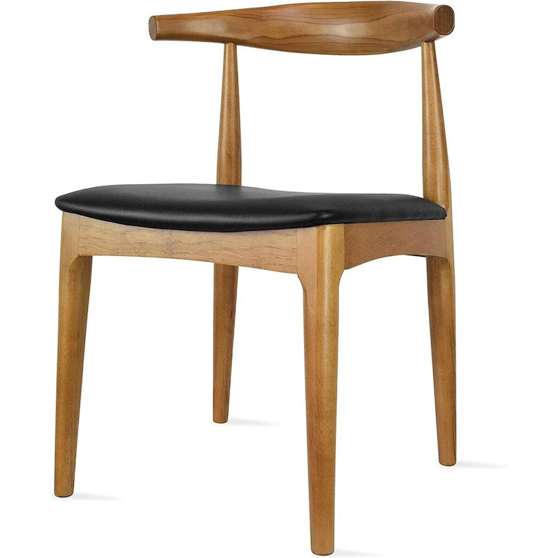 Sedia da pranzo con braccioli in legno massello e pelle PU, cuscino imbottito per cucina, camera da letto, hotel, ristorante, lavoro