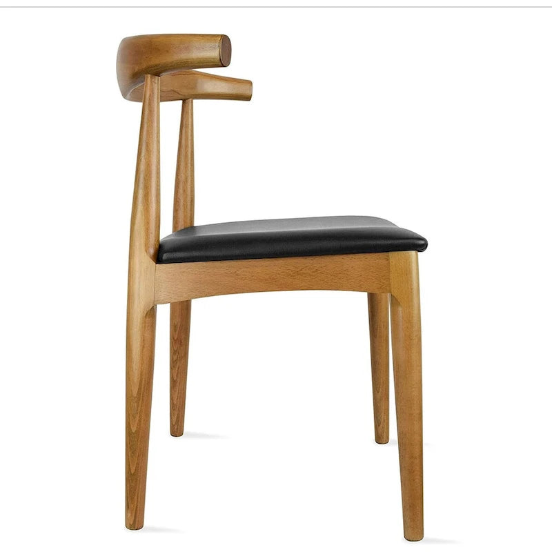Sedia da pranzo con braccioli in legno massello e pelle PU, cuscino imbottito per cucina, camera da letto, hotel, ristorante, lavoro