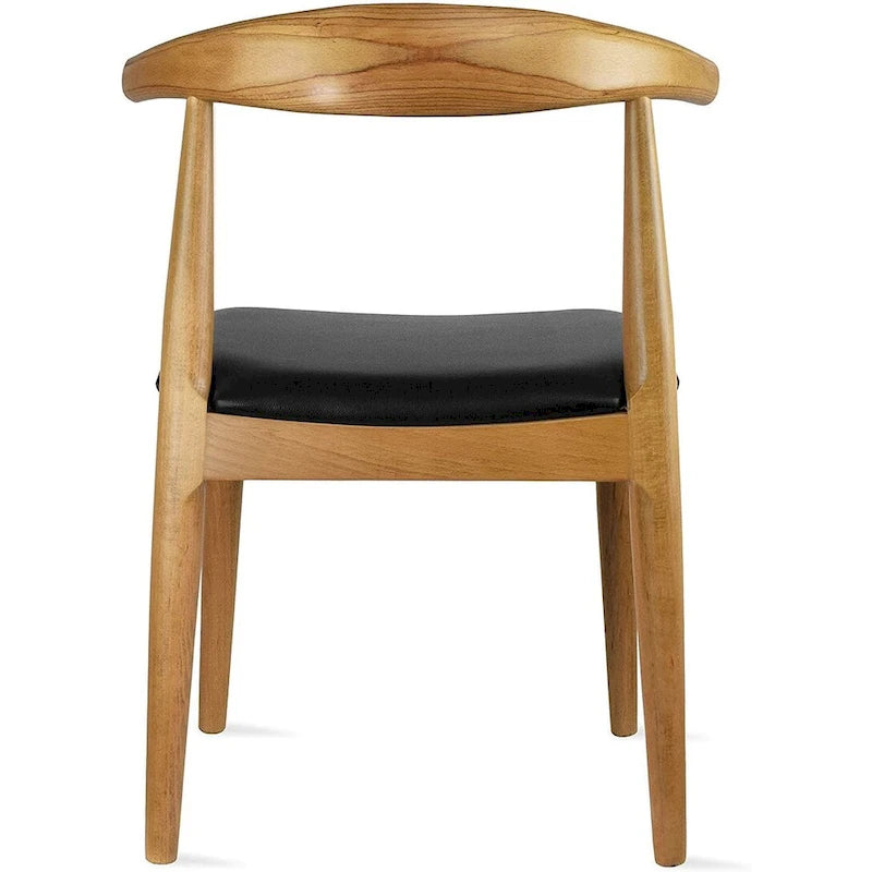 Sedia da pranzo con braccioli in legno massello e pelle PU, cuscino imbottito per cucina, camera da letto, hotel, ristorante, lavoro