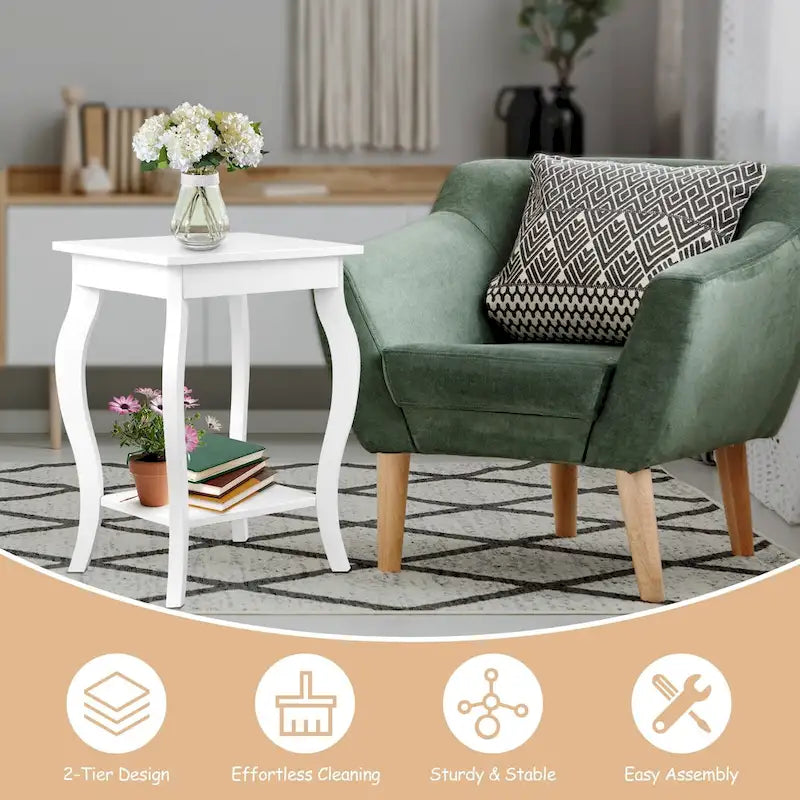 Set di 2 tavolini d'accento con ripiano - 40,6 x 40,6 x 61 cm (L x P x A)
