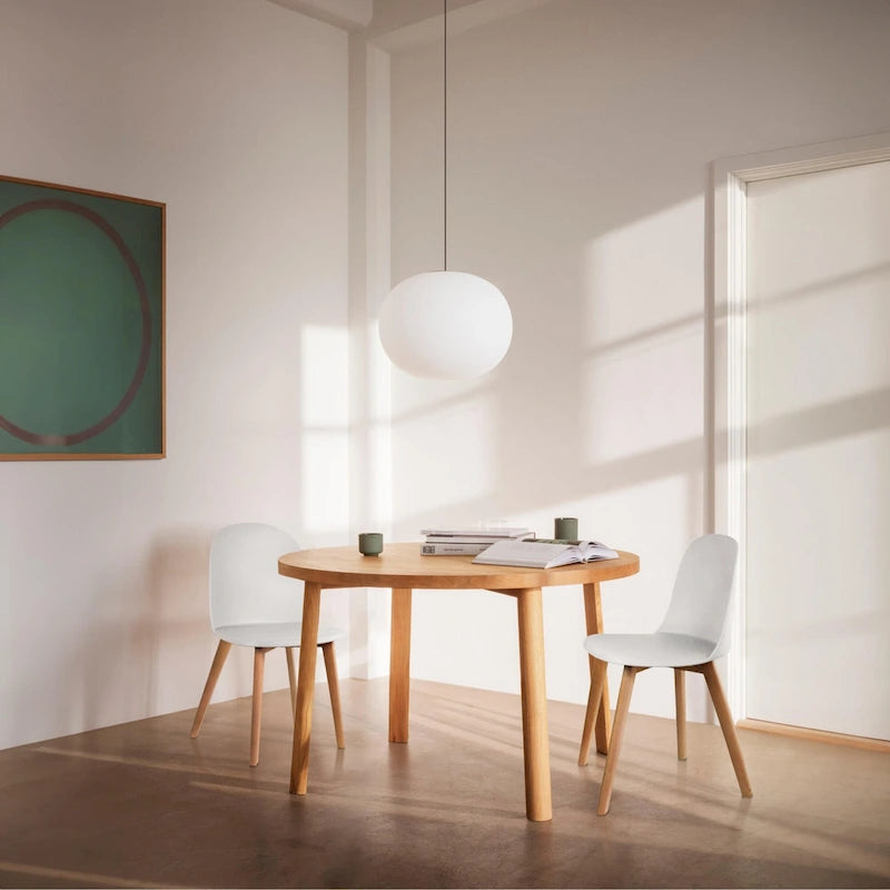 Set di 2 sedie da pranzo senza braccioli, seduta in plastica, gambe in legno per cucina, scrivania o computer