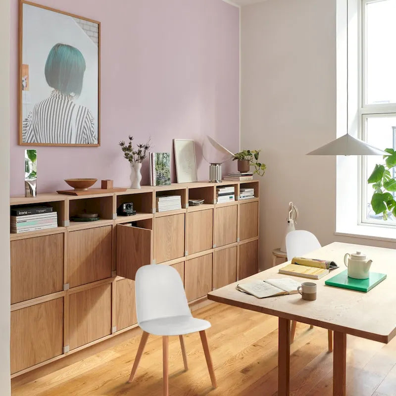 Set di 2 sedie da pranzo senza braccioli, seduta in plastica, gambe in legno per cucina, scrivania o computer