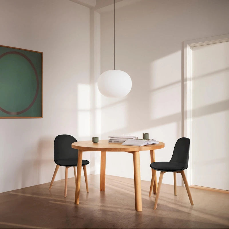 Set di 2 sedie da pranzo senza braccioli, seduta in plastica, gambe in legno per cucina, scrivania o computer