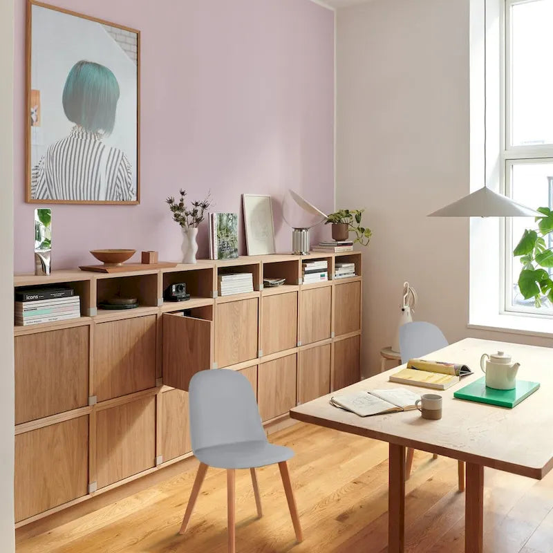 Set di 2 sedie da pranzo senza braccioli, seduta in plastica, gambe in legno per cucina, scrivania o computer