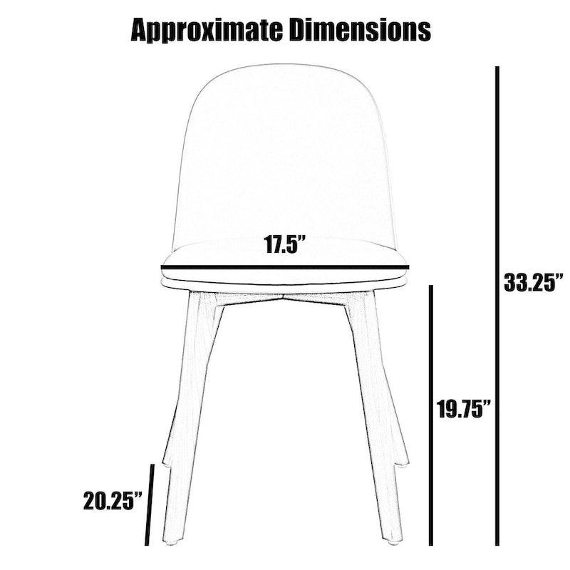 Set di 2 sedie da pranzo senza braccioli, seduta in plastica, gambe in legno per cucina, scrivania o computer