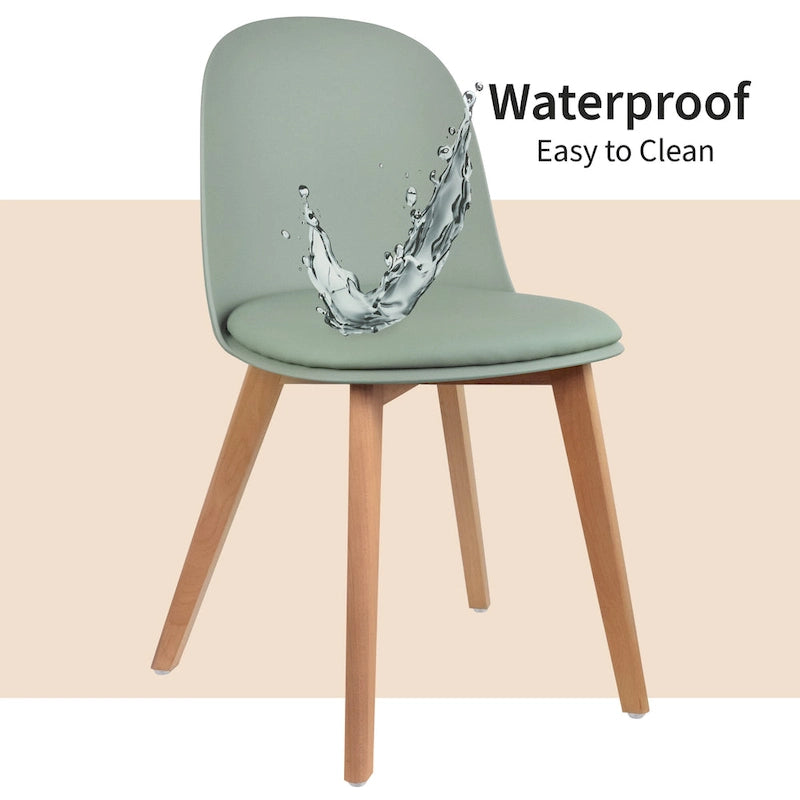 Set di 2 sedie da pranzo senza braccioli, seduta in plastica, gambe in legno per cucina, scrivania o computer