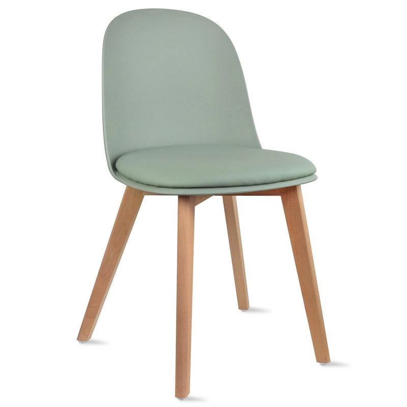 Set di 2 sedie da pranzo senza braccioli, seduta in plastica, gambe in legno per cucina, scrivania o computer