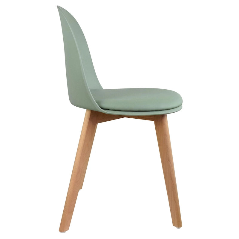 Set di 2 sedie da pranzo senza braccioli, seduta in plastica, gambe in legno per cucina, scrivania o computer