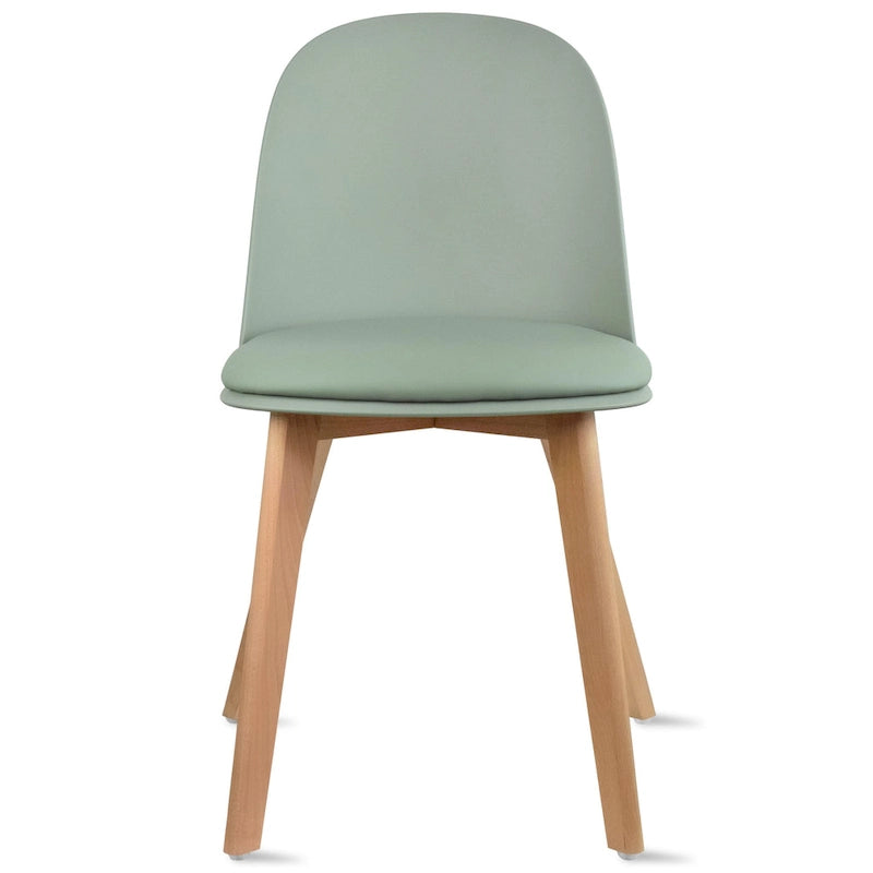 Set di 2 sedie da pranzo senza braccioli, seduta in plastica, gambe in legno per cucina, scrivania o computer