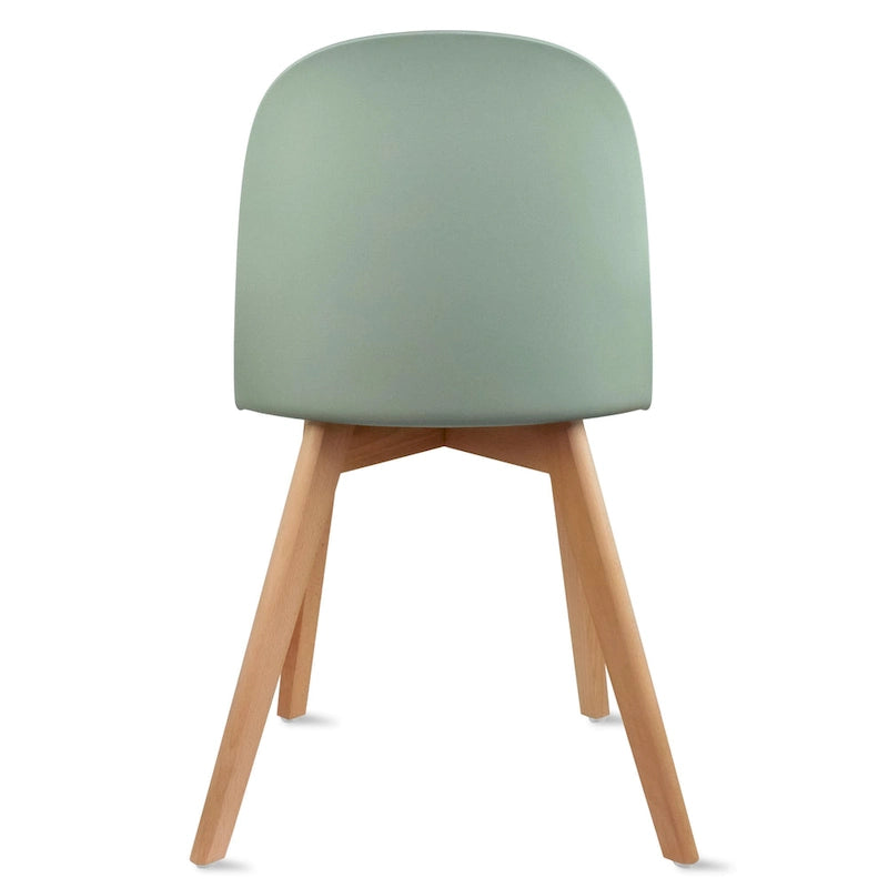 Set di 2 sedie da pranzo senza braccioli, seduta in plastica, gambe in legno per cucina, scrivania o computer