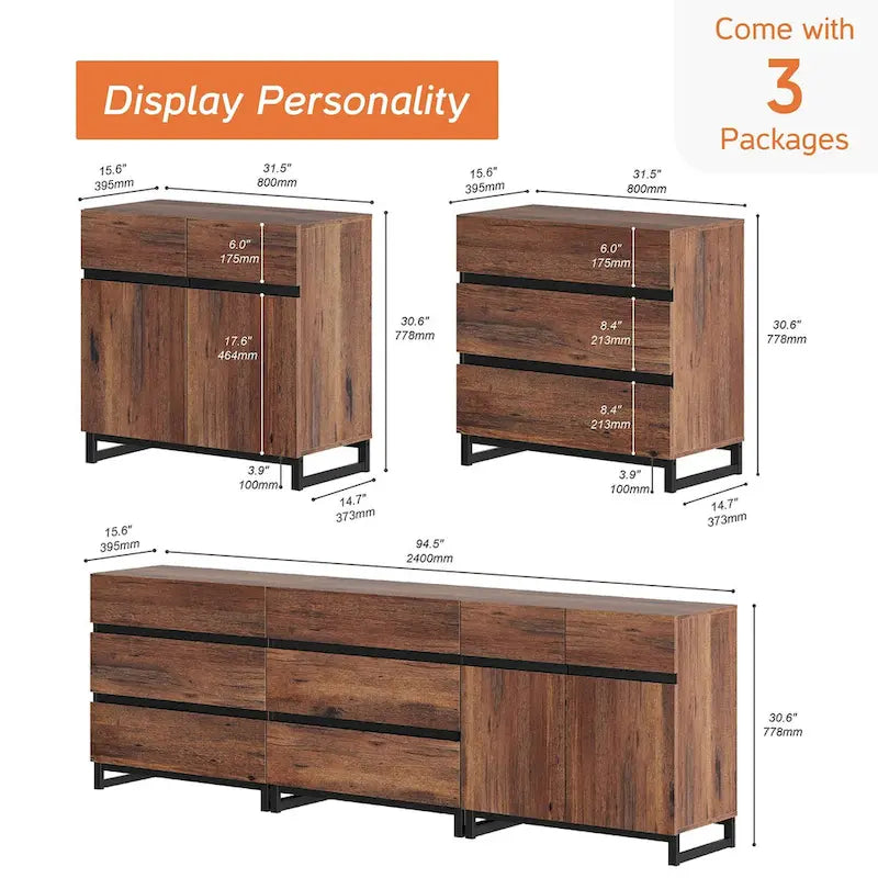 WAMPAT Mobile Contenitore, Credenza Moderna 3 in 1