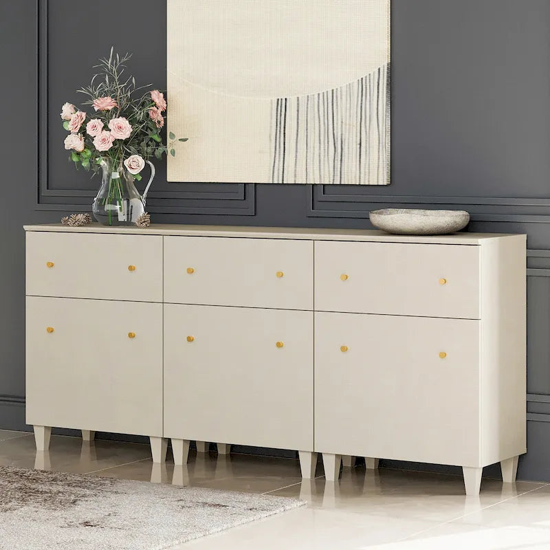 70.8 Credenza con cassetti, Tavolo da buffet da cucina 3 in 1