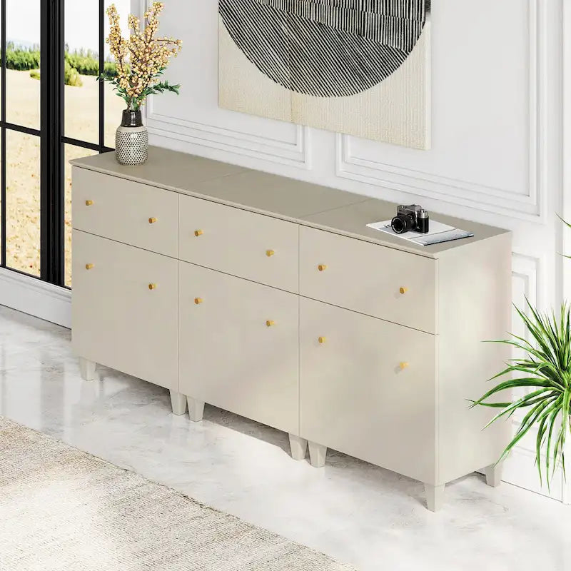 70.8 Credenza con cassetti, Tavolo da buffet da cucina 3 in 1