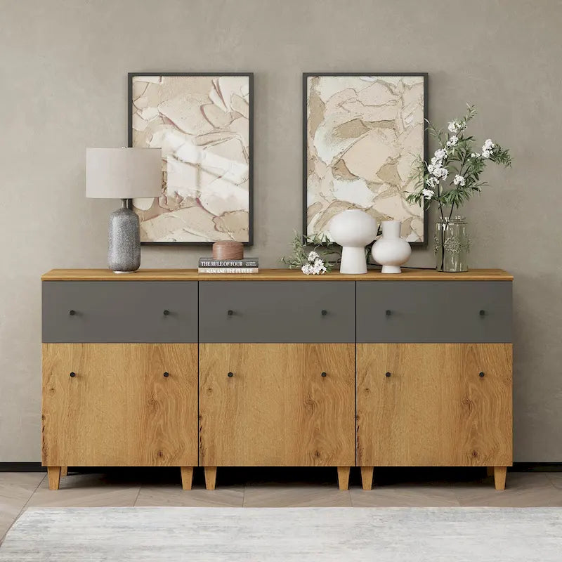 70.8 Credenza con cassetti, Tavolo da buffet da cucina 3 in 1