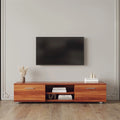 Walnut farmhouse tv stand 2 Storage Cabinet Media Console with open shelves