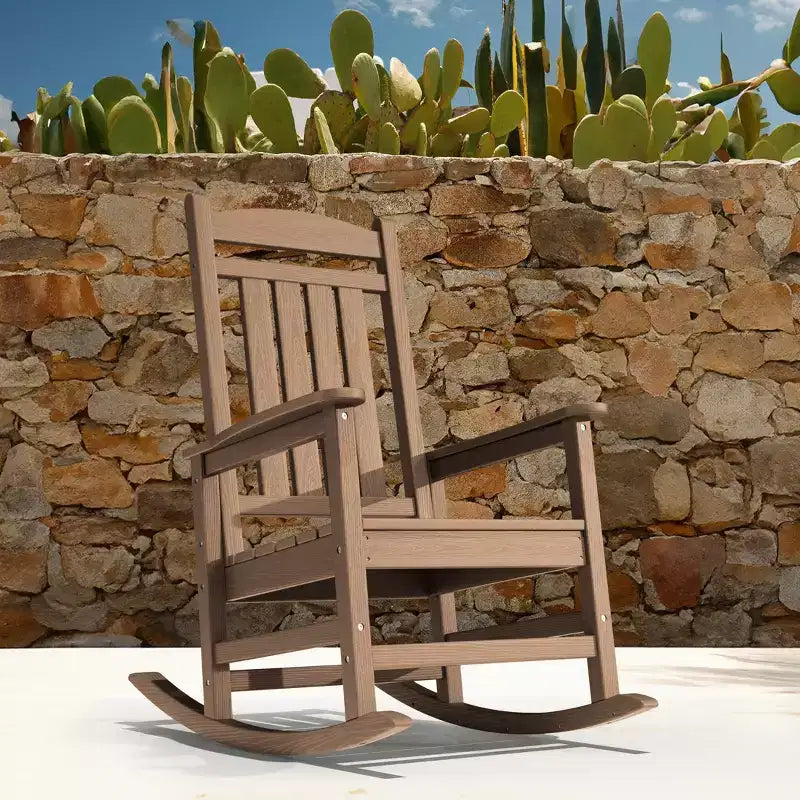 Sedia a dondolo Hyleory in HDPE per patio, sedia da esterno extra large per tutte le stagioni