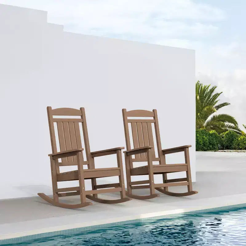 Sedia a dondolo Hyleory in HDPE per patio, sedia da esterno extra large per tutte le stagioni