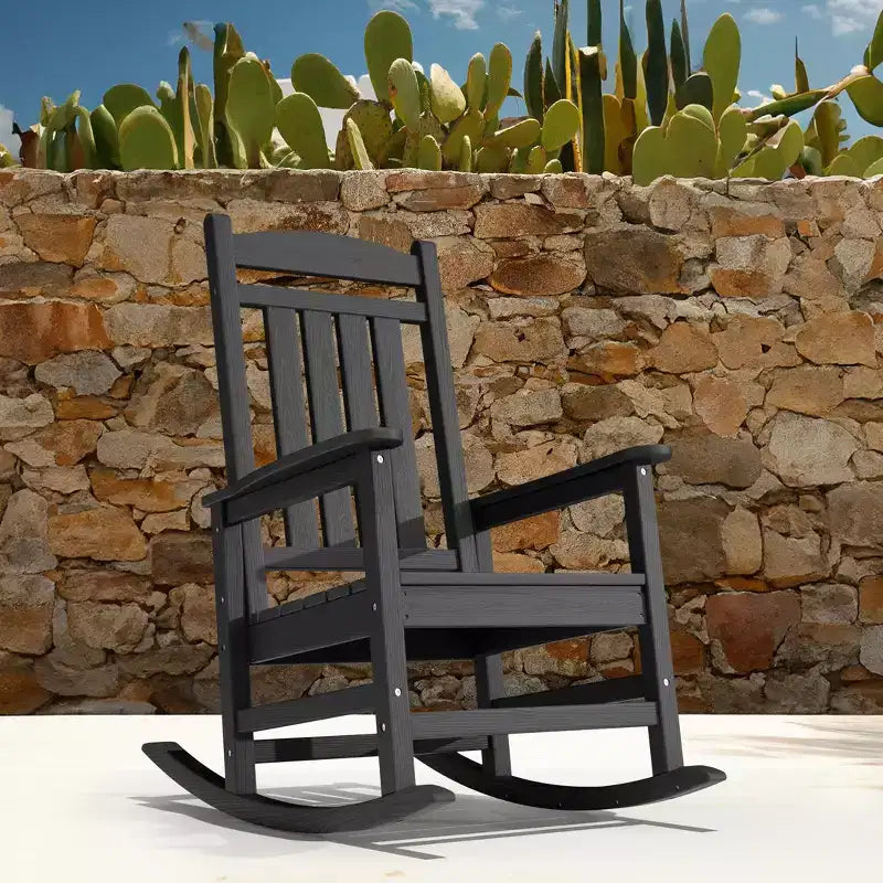 Sedia a dondolo Hyleory in HDPE per patio, sedia da esterno extra large per tutte le stagioni