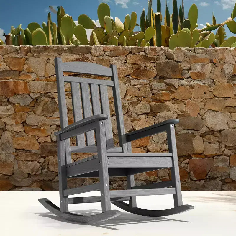 Sedia a dondolo Hyleory in HDPE per patio, sedia da esterno extra large per tutte le stagioni