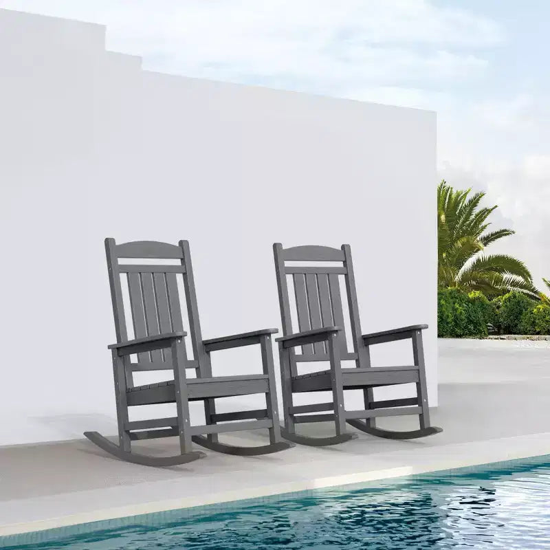 Sedia a dondolo Hyleory in HDPE per patio, sedia da esterno extra large per tutte le stagioni