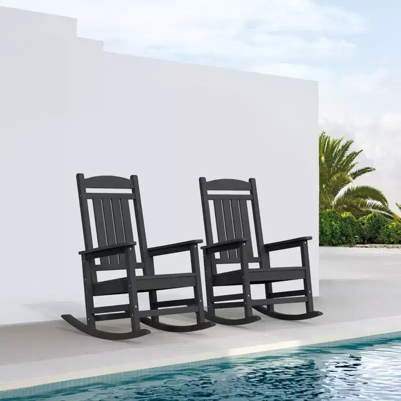 Sedia a dondolo Hyleory in HDPE per patio, sedia da esterno extra large per tutte le stagioni