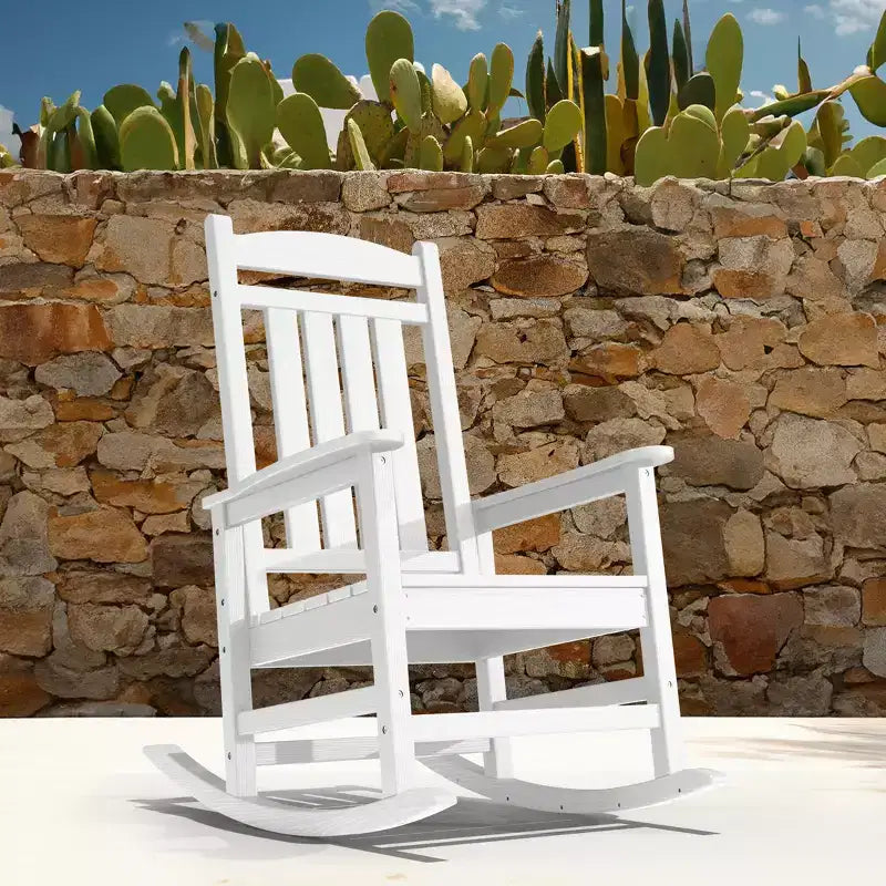 Sedia a dondolo Hyleory in HDPE per patio, sedia da esterno extra large per tutte le stagioni