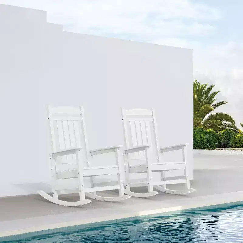 Sedia a dondolo Hyleory in HDPE per patio, sedia da esterno extra large per tutte le stagioni
