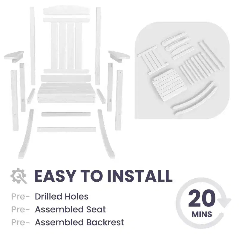 Sedia a dondolo Hyleory in HDPE per patio, sedia da esterno extra large per tutte le stagioni