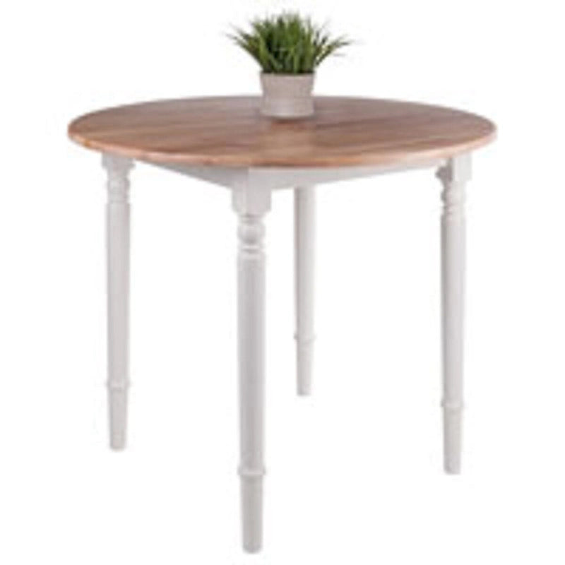 Tavolo rotondo allungabile da 30 pollici beige e bianco
