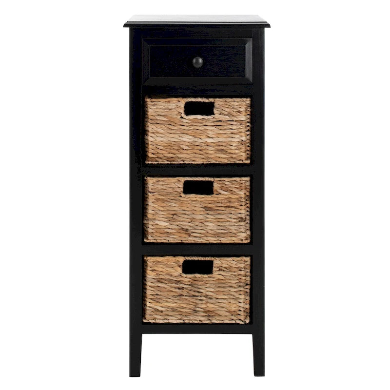 SAFAVIEH Hermine Tavolino da Divano con 4 Cassetti, Effetto Invecchiato, Nero - 38 x 30 x 91 cm - 15Lx12Px36A