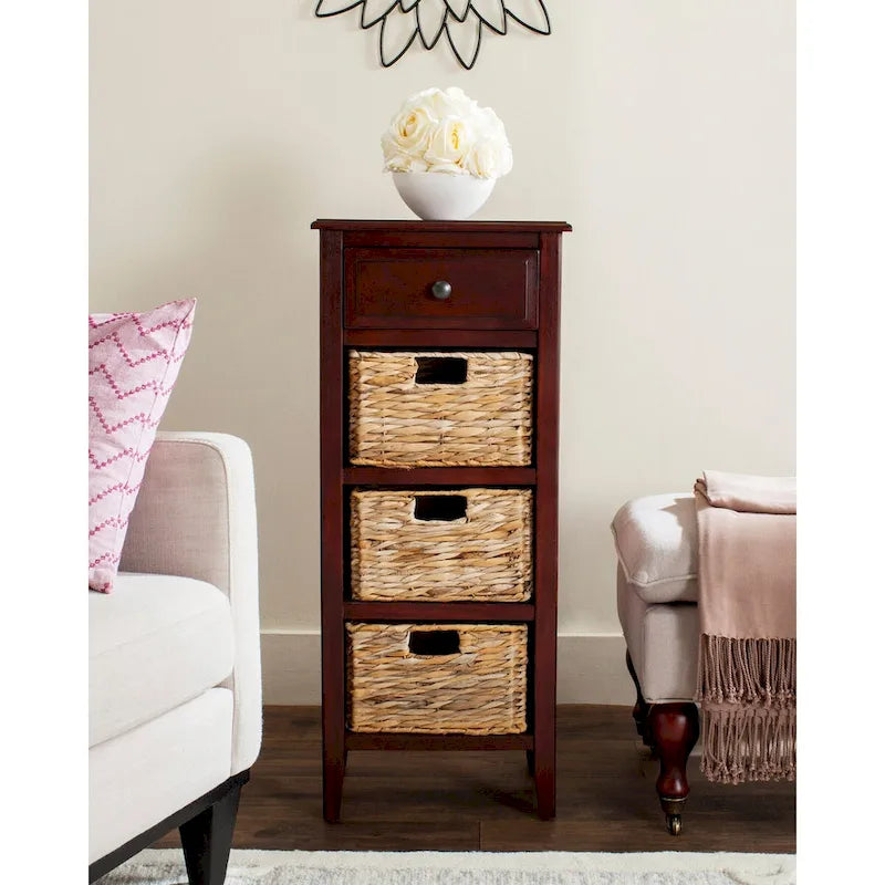 SAFAVIEH Hermine Tavolino da Divano con 4 Cassetti, Effetto Invecchiato, Nero - 38 x 30 x 91 cm - 15Lx12Px36A