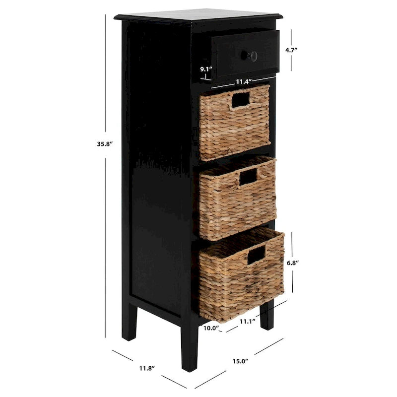 SAFAVIEH Hermine Tavolino da Divano con 4 Cassetti, Effetto Invecchiato, Nero - 38 x 30 x 91 cm - 15Lx12Px36A
