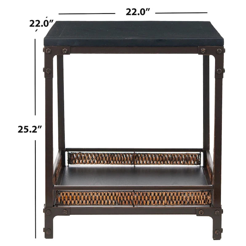 SAFAVIEH Jindra Tavolino in vimini con piano in legno - 22 x 22 x 25.2 - 22Lx22Px25A