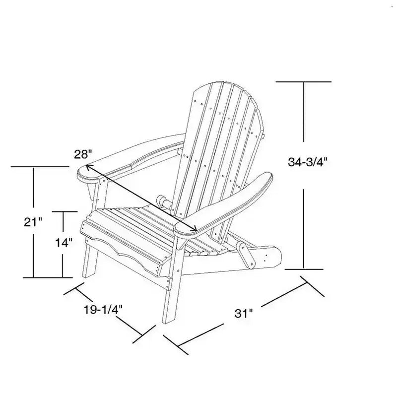 Set Bistrò Jiallo con Sedia Adirondack Pieghevole con portabicchieri e Pouf