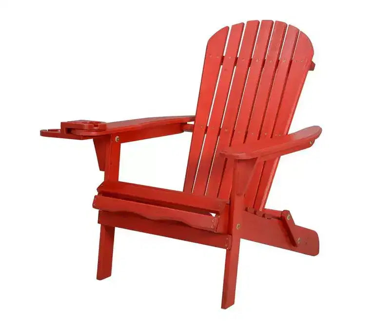 Set Bistrò Jiallo con Sedia Adirondack Pieghevole con portabicchieri e Pouf