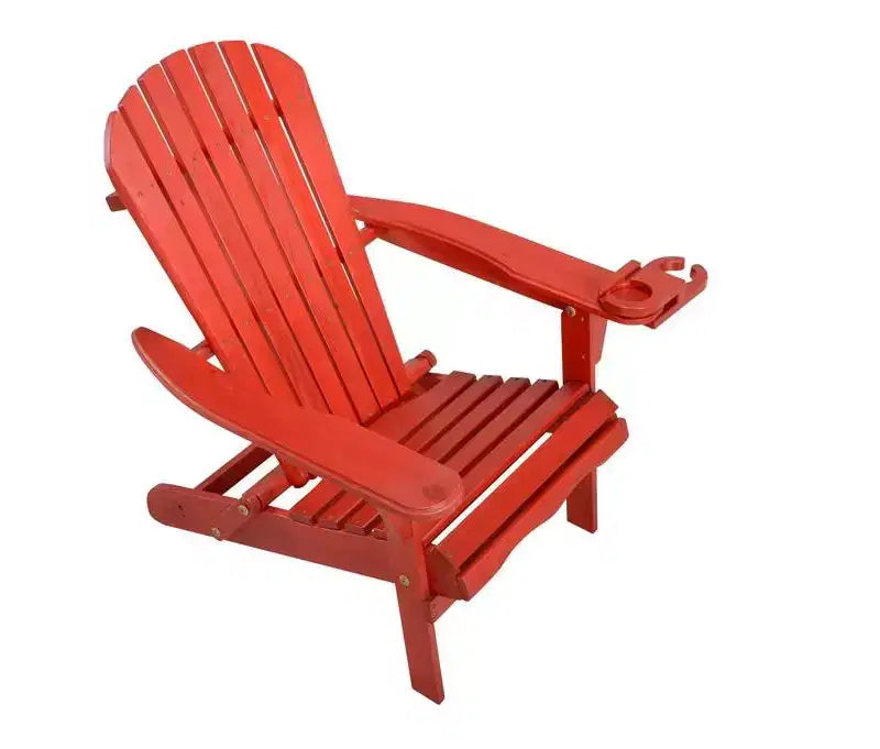 Set Bistrò Jiallo con Sedia Adirondack Pieghevole con portabicchieri e Pouf