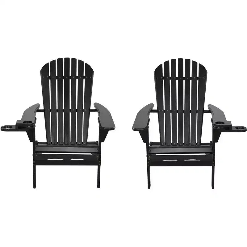 Jiallo Foldable Adirondack Chair with cup holder set of 2