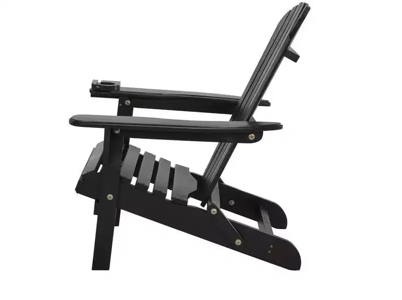 Ensemble de conversation Jiallo pliable avec 2 fauteuils Adirondack avec porte-gobelets et repose-pieds