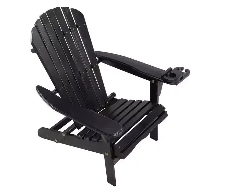 Set Bistrò Pieghevole Jiallo Adirondack con Porta Bicchiere, 2 Sedie Pieghevoli Adirondack con porta bicchieri e 1 Tavolino